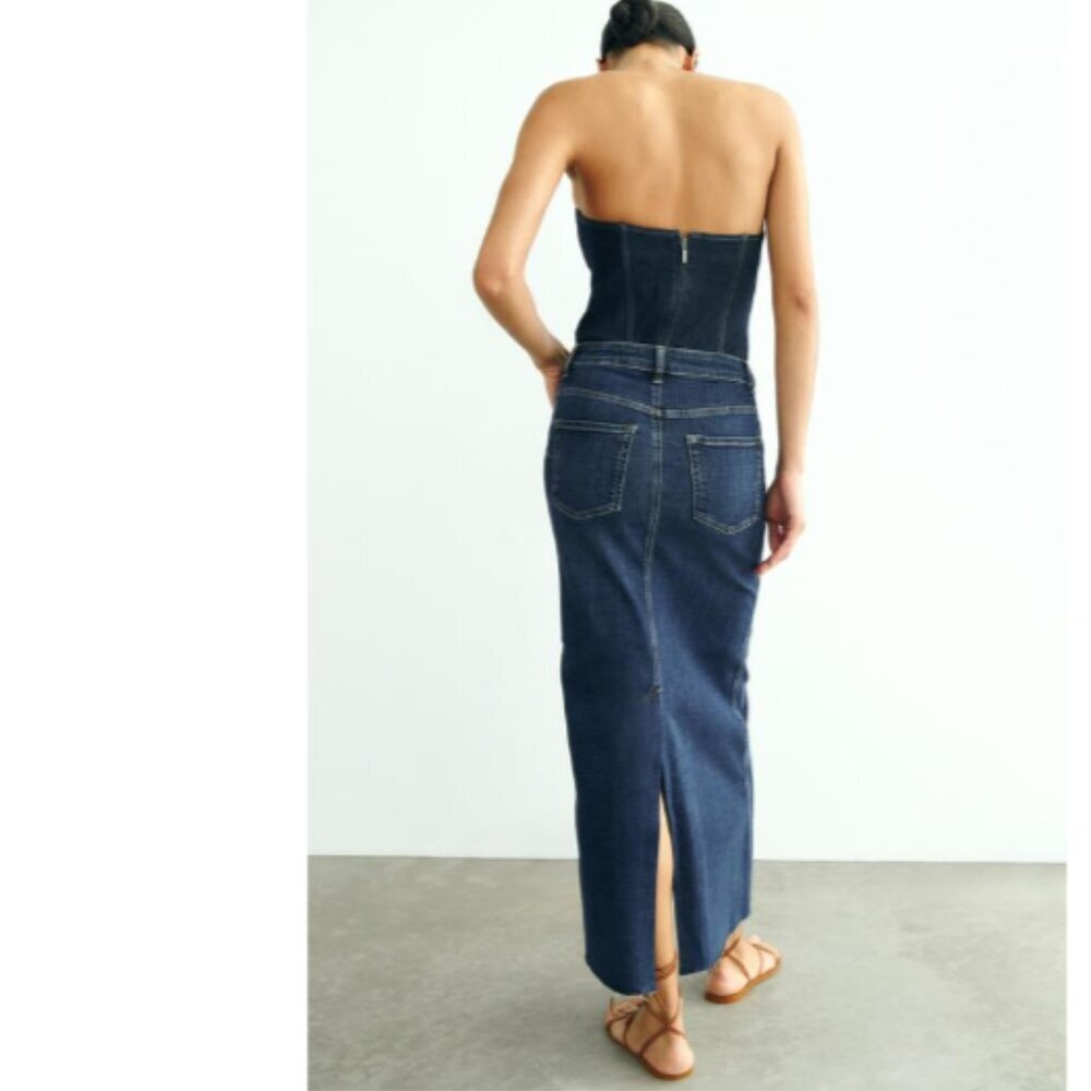 Zara - High Waisted Denim Skirt - L - Picture 3 of 12
